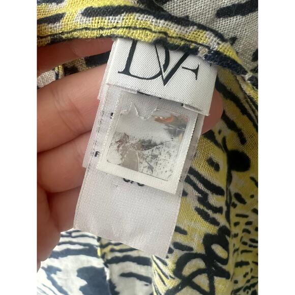 Diane Von Furstenburg Shawl Scarf Lightweight Navy White Yellow - Picture 7 of 8